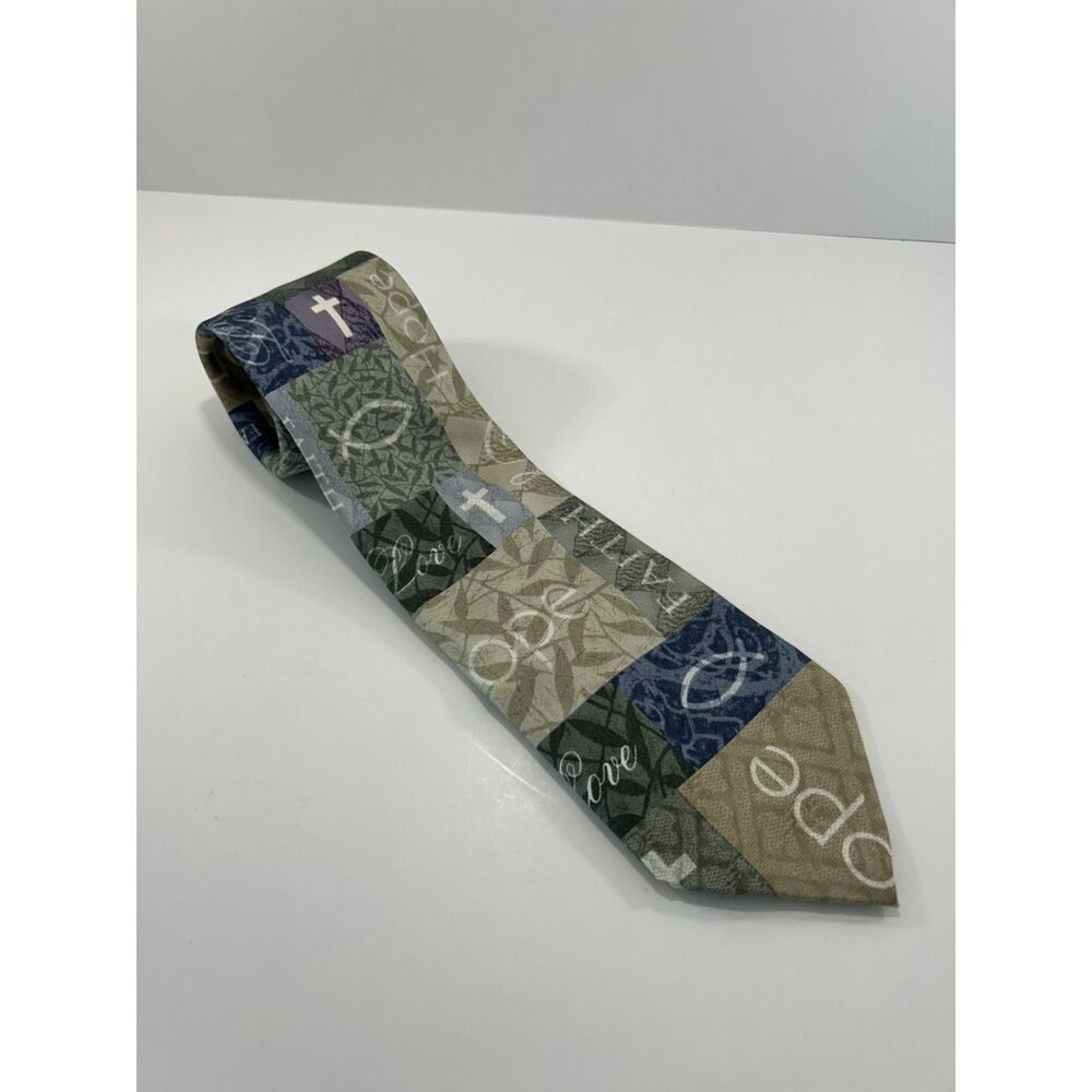 Eagles Wings Men's 100% Silk Religious Tie "Faith, Hope, Love" Christian Necktie